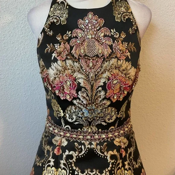 Jovani 48394 Metallic Floral Beaded Gown Size 6 Multi Color - Picture 5 of 15